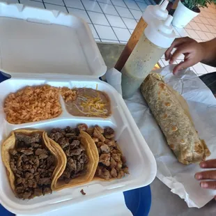 Tacos and burrito asada