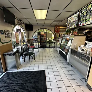 the inside of a restaurant