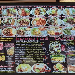 a menu for a mexican restaurant