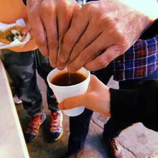 Consome: add lime, onions and cilantro