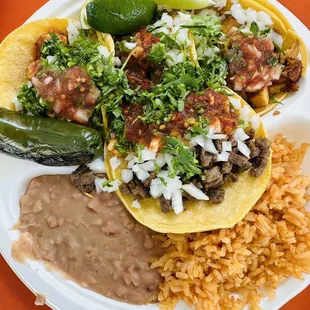 Carne asada tacos plate!