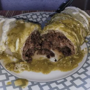 AWet asada burrito,  no rice, extra meat.  Excellent!