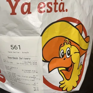 a bag of tacos