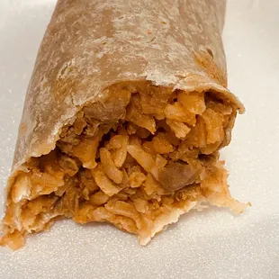 Rice, Beans and asada crumbs.