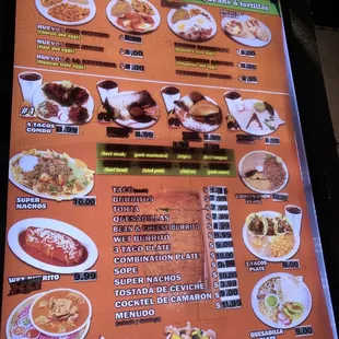 Drive thru menu Nov 2022