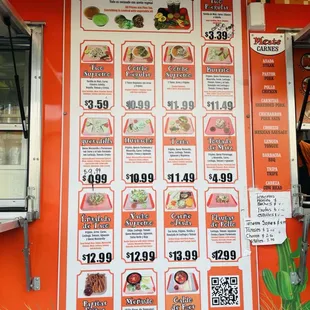 a menu for tacos