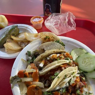 4 Carne asada tacos about $10