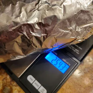 Burrito weighs in at 25.4 oz