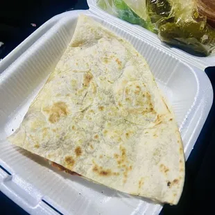 1 of 2 giant slices of chicken quesadillas!