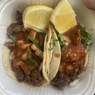 Two carne asada tacos