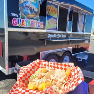 Fish and shrimp battered tacos
