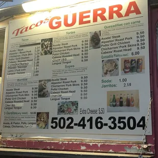 a menu for a mexican restaurant