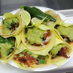 Pastor tacos with everything the best.
