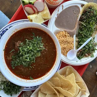 Birria &amp; combo 1 (two tripas tacos and one carne asada taco)