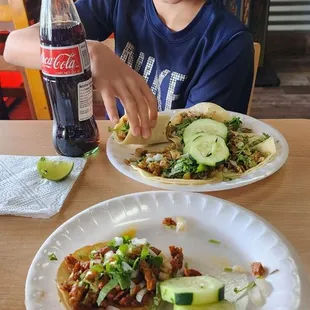 El pastor and chicken tacos