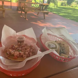 Ceviche and Carna Asada Tostadas