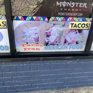 Exterior advertising by Tacos Ivan