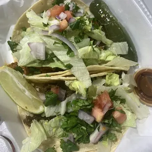 Pastor and barbacoa tacos
