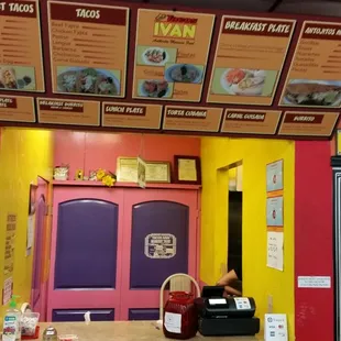 Menu above counter