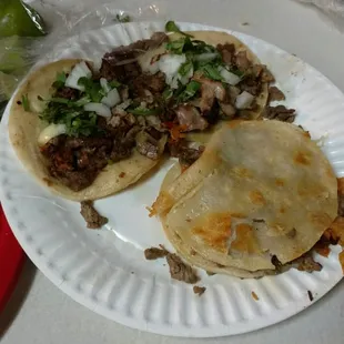 Tacos de tripa and a mulita de asada.  It was all delicious!