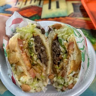 Regular carne asada torta (add refried beans, TRUST)