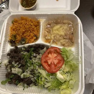 Carne Asada plate. We are from Texas so we have traditional pinto beans. These were more like white beans. Overall, it was all very good.