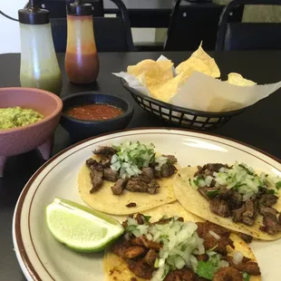 Tacos and a side of guacamole