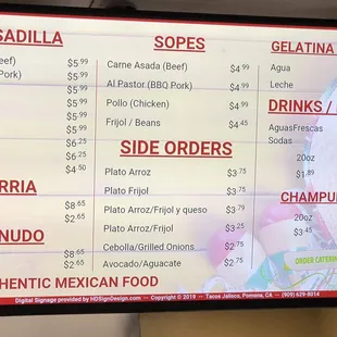 menu