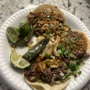Tripa y cabeza tacos