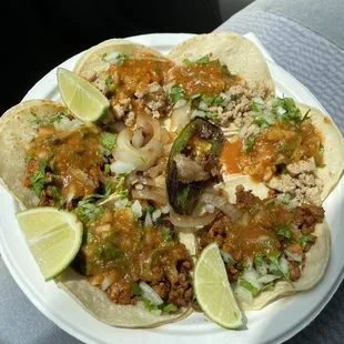 Chicken and Adobada tacos