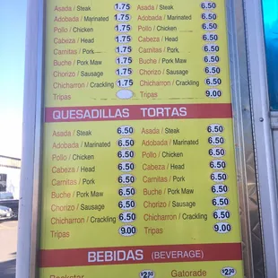 menu