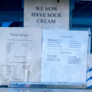 a menu for tacos jalisco