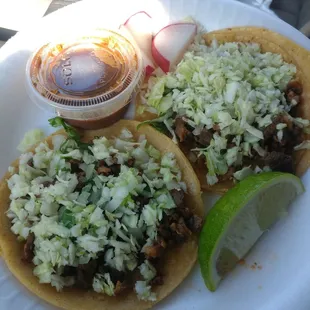 Asada tacos with spicy salsa