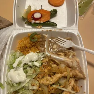 Chicken fajita and all the fixings.