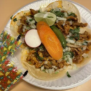 El pastor(spicy pork) street tacos