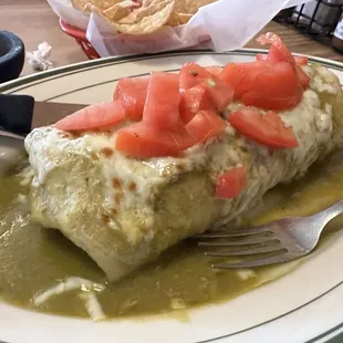 Wet Chile Verde burrito.