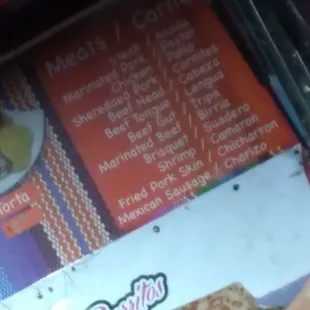 the menu of a mexican restaurant