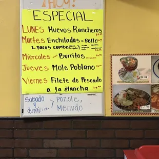 Weekday specials