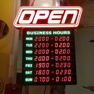 New business hours