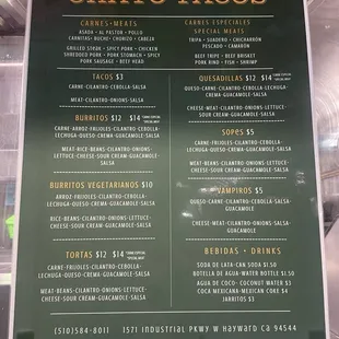 menu
