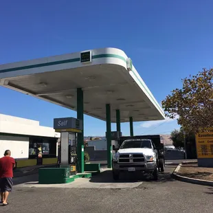 Gas station it's across from in same parking lot