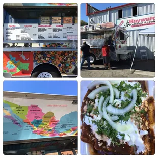 a food truck and a map
