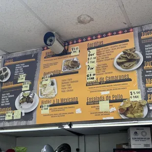 the menu of a mexican restaurant