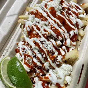 KING MAYA FRIES (Salchipapas) $11