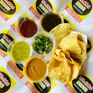a variety of dips and sauces