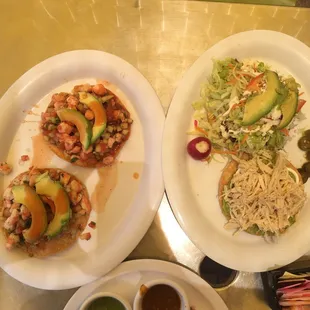 The chicken tostadas is really nice topped with a little bit of salsa