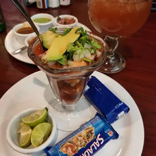 Shrimp and octopus cocktail.