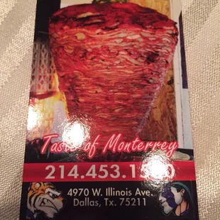Meat Rack pictures with ordering number.
