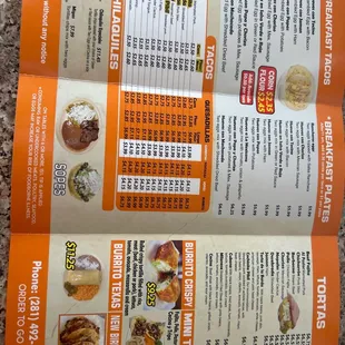 a menu for a mexican restaurant