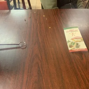 Never cleaned the table.